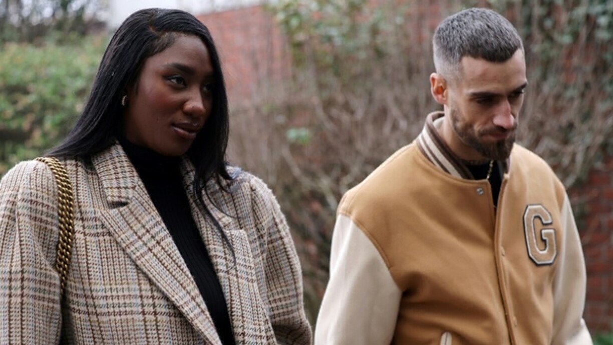 La chanteuse Aya Nakamura (g) et son ex-compagnon Vladimir Boudnikoff à Bobigny, le 26 janvier 2023