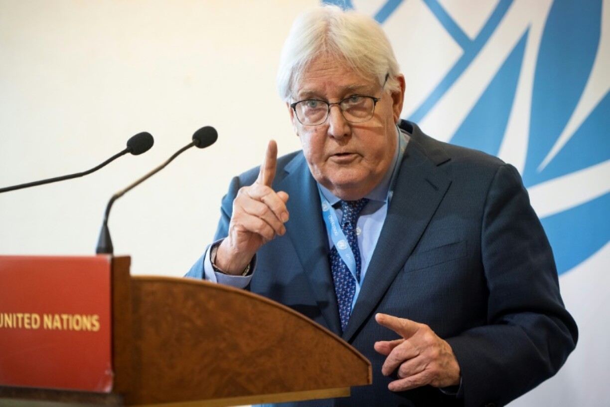 Le coordinateur des affaires humanitaires des Nations unies Martin Griffiths s'exprime lors d'une conférence de presse sur la situation à Gaza, à Genève, le 15 novembre 2023