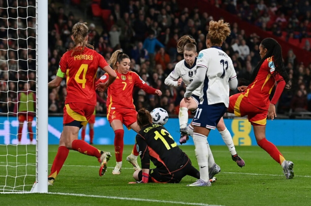 England's Jess Park scores against Spain in the Women's Nations League