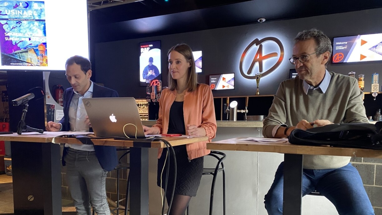 Den Atelier's Michel Welter, Jette Kaiser, and Laurent Loschetter (left to right) met with Luxembourg's media on 13 December 2023 to discuss last year's highlights and what we can expect in 2024.