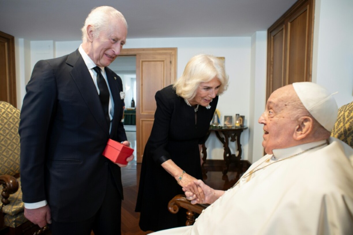 The pope, still recovering from double pneumonia, greeted visiting King Charles III and Queen Camilla this week