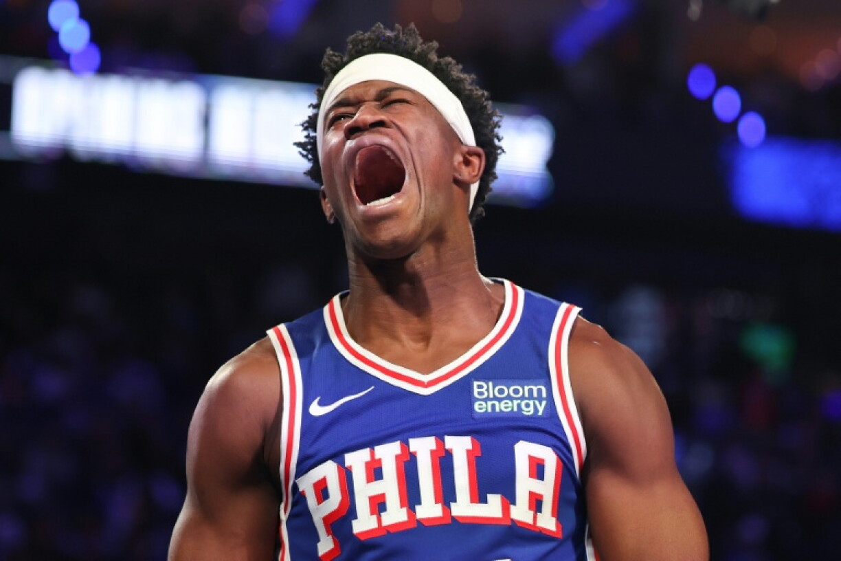 Philadelphia's VJ Edgecombe reacts during the third quarter of the 76ers' come from behind NBA victory over the Cleveland Cavaliers