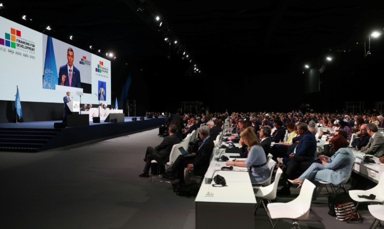 Spanish Prime Minister Pedro Sanchez addresses the UN's 4th International Conference on Financing and Development on June 30, 2025