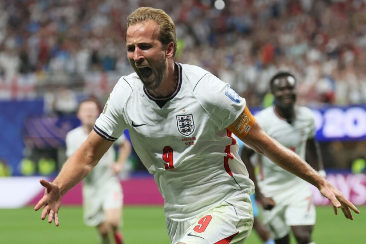 England's Harry Kane celebrates after scoring the winning goal in a 2-1 defeat of DR Congo