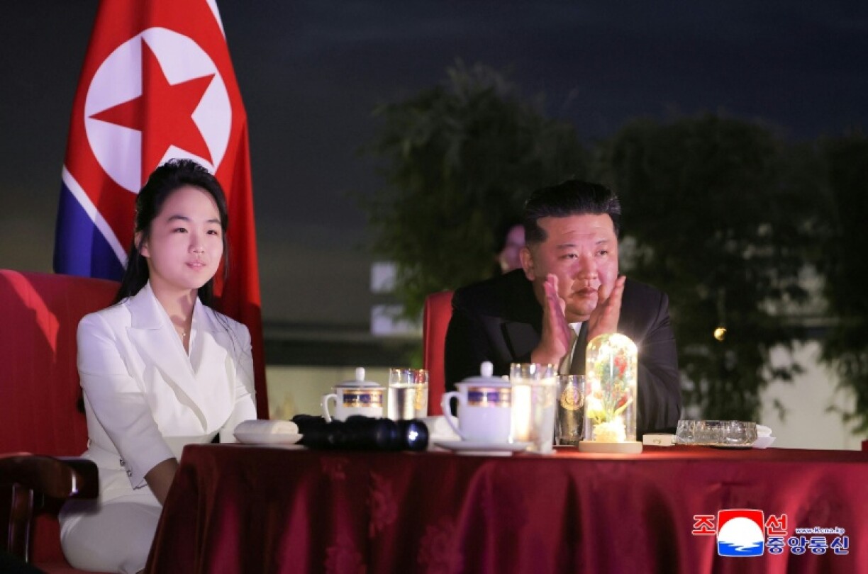 Kim Jong Un's daughter Kim Ju Ae (L) has been seen at his side at a number of public events