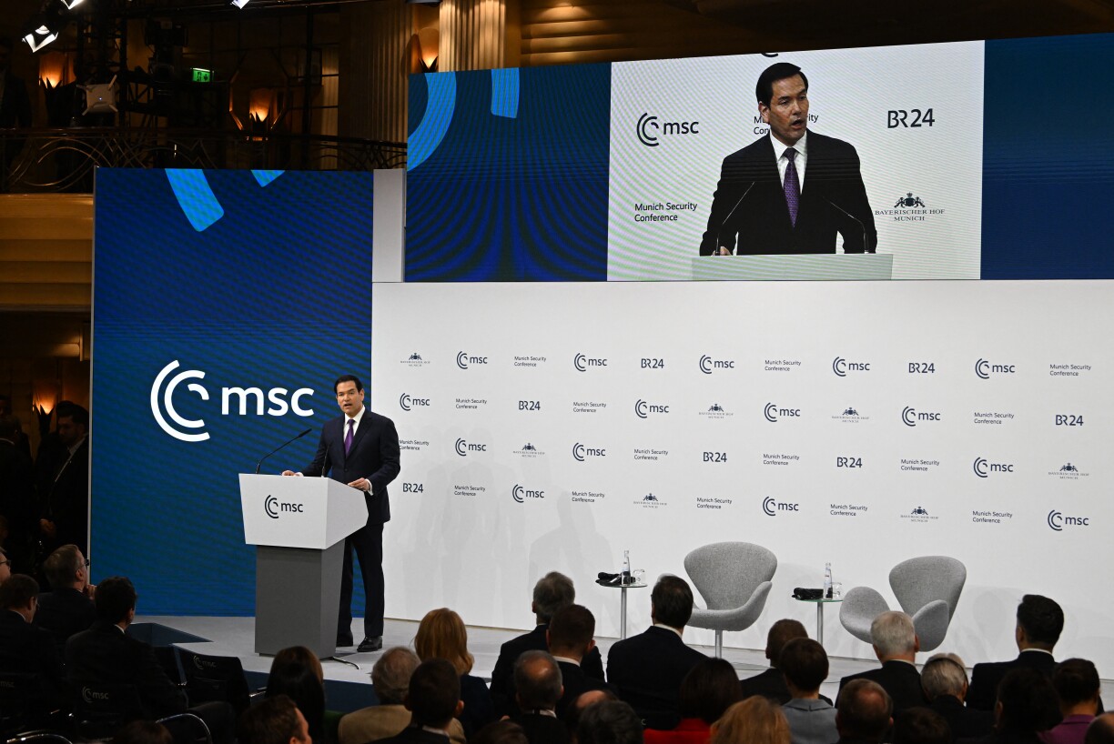 Den US-Ausseminister Marco Rubio bei der 62. Münchener Sécherheetskonferenz.