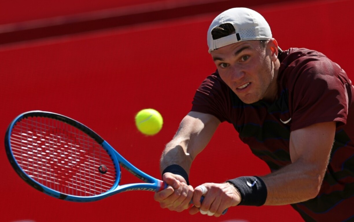 Britain's Jack Draper in action at Queen's Club