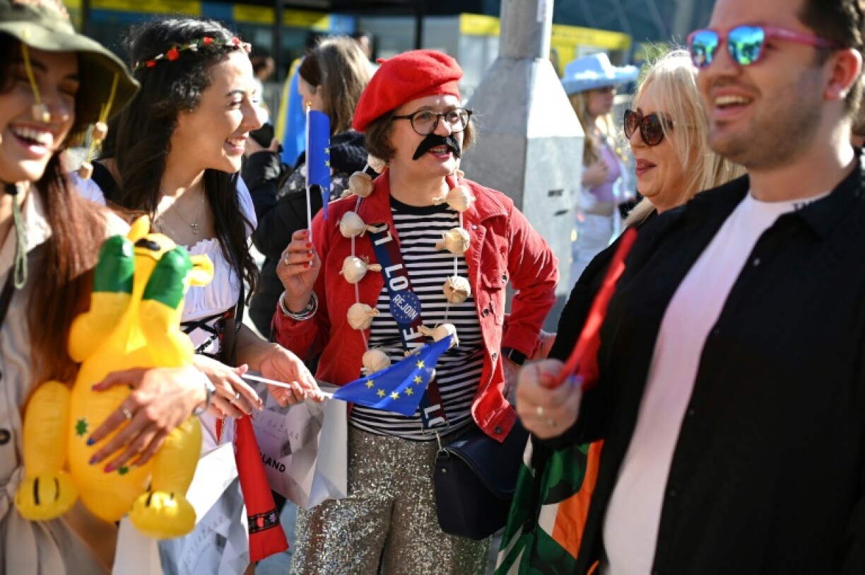Eurovision fans in Liverpool, England enjoy the final of the Eurovision Song contest 2023