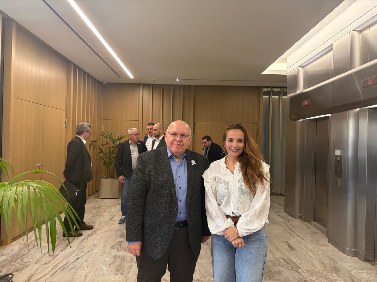 De Patrick Dury (LCGB) an d'Nora Back (OGBL) vun der Gewerkschaftsunioun.