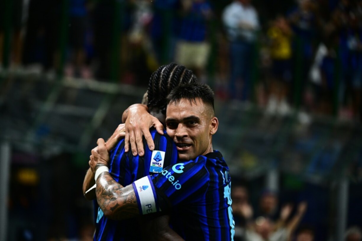 Lautaro Martinez (R) and Marcus Thuram both scored in Inter's simple win over Torino on Monday