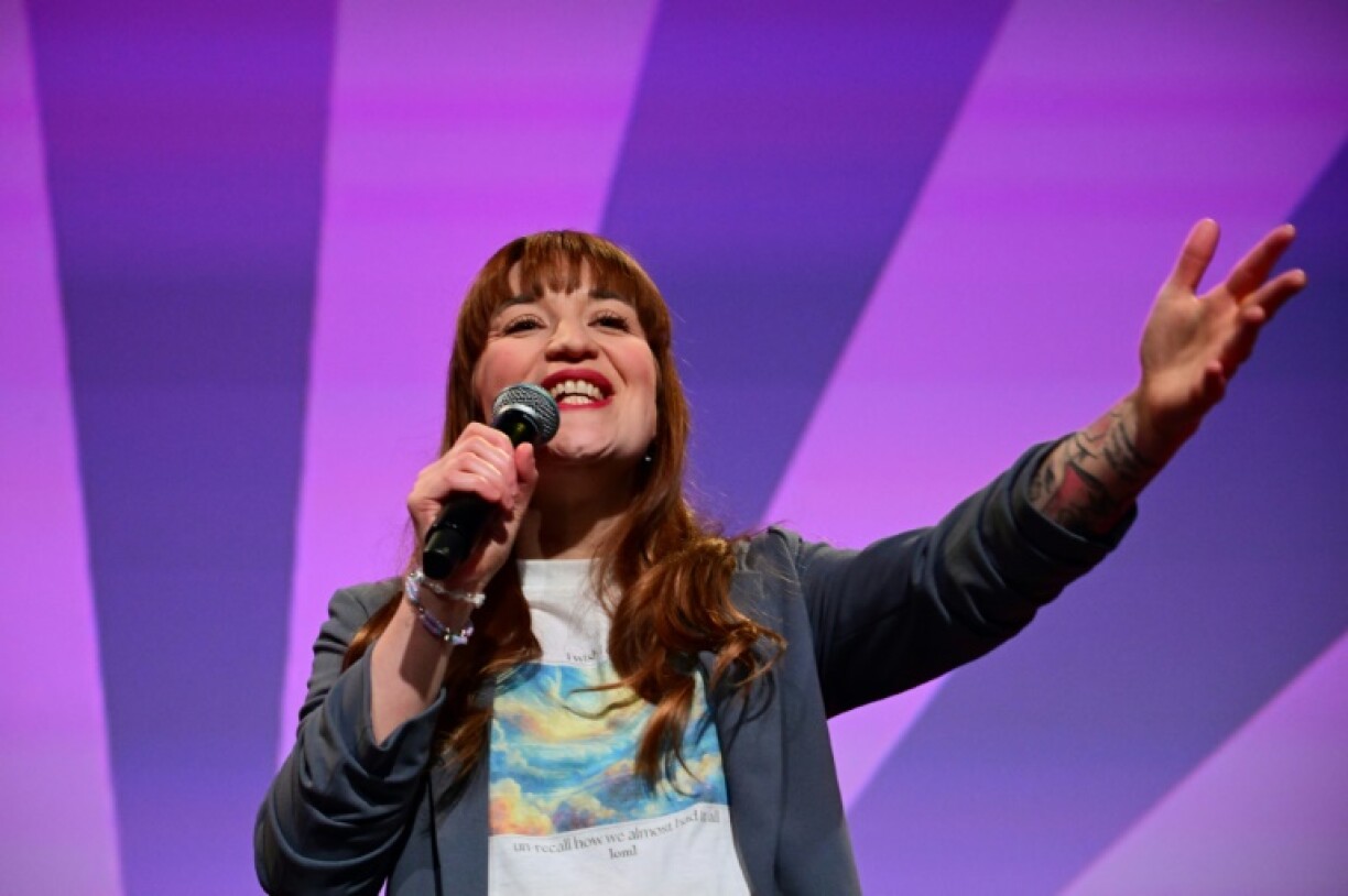 Heidi Reichinnek of Germany's Die Linke during an election campaign rally in Berlin