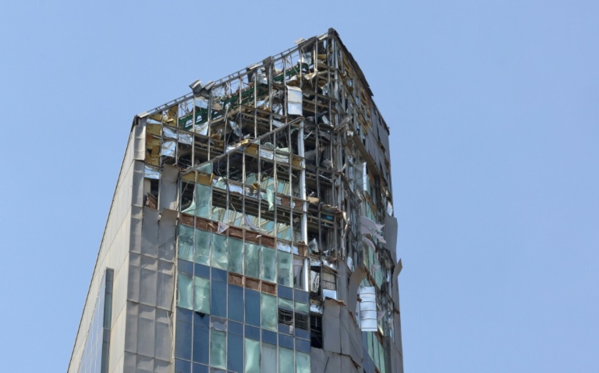 The upper storeys of this Tehran high-rise were largely destroyed by an Israeli strike.