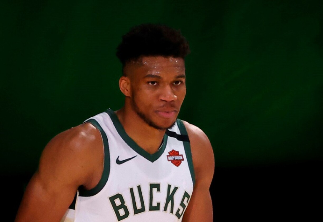 L'ailier grec des Milwaukee Bucks, Giannis Antetokounmpo, lors du match 5 des play-offs NBA contre le Orlando Magic, à Lake Buena Vista, le 28 août 2020