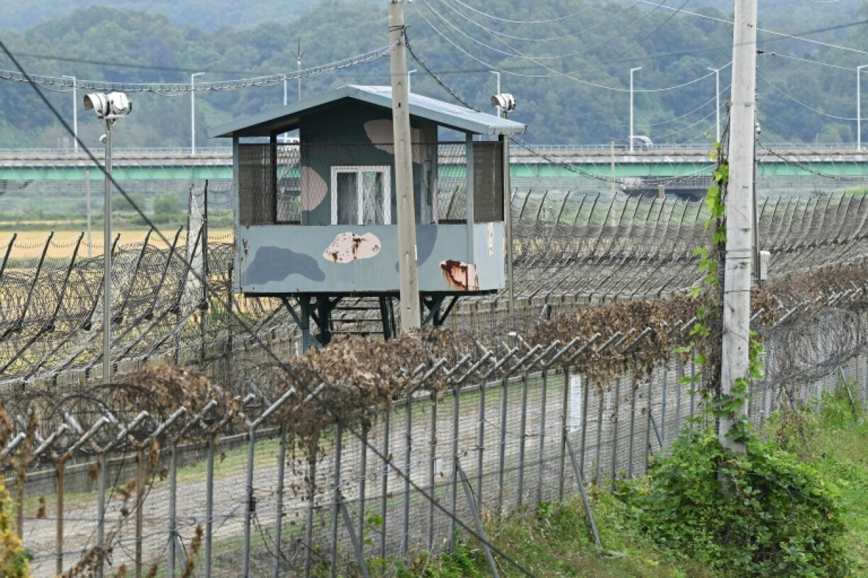 A South Korean military guard post is seen from the Imjingak peace park near the Demilitarized Zone (DMZ)