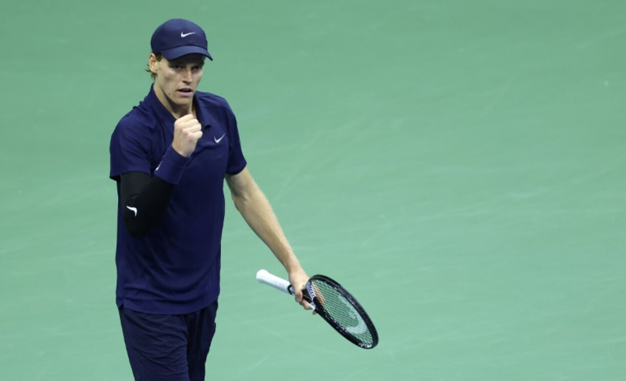 Italy's Jannik Sinner celebrates victory in the US Open finals as he looks forward to another showdown with Carlos Alcaraz