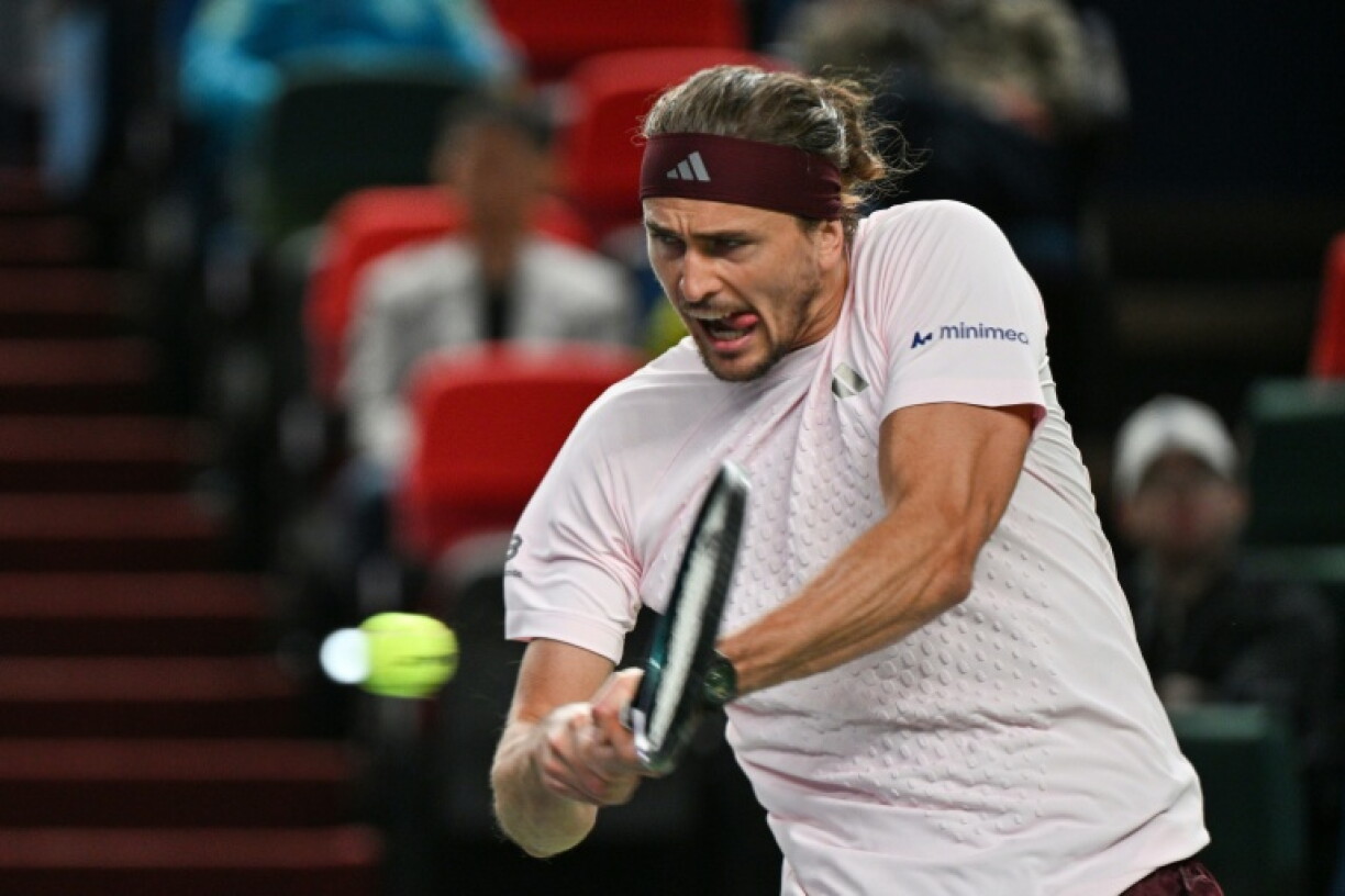 Germany's Alexander Zverev hits a return to Australia's Alex de Minaur