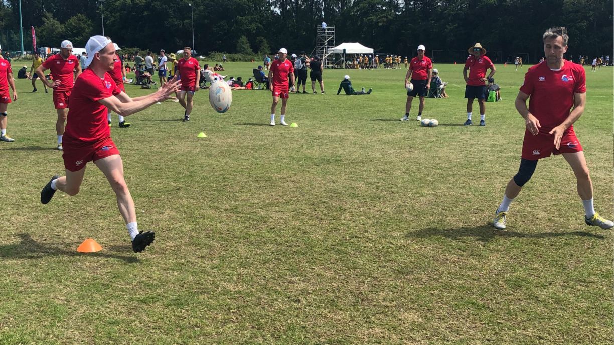Warming up for Canada match.