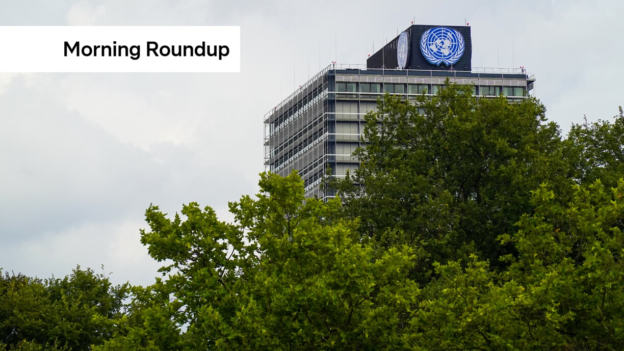 The UN Campus Tower in Bonn, Germany, on 31 July 2025, houses 18 United Nations organizations and displays the prominent UN emblem above the city skyline, symbolizing diplomacy and global cooperation.