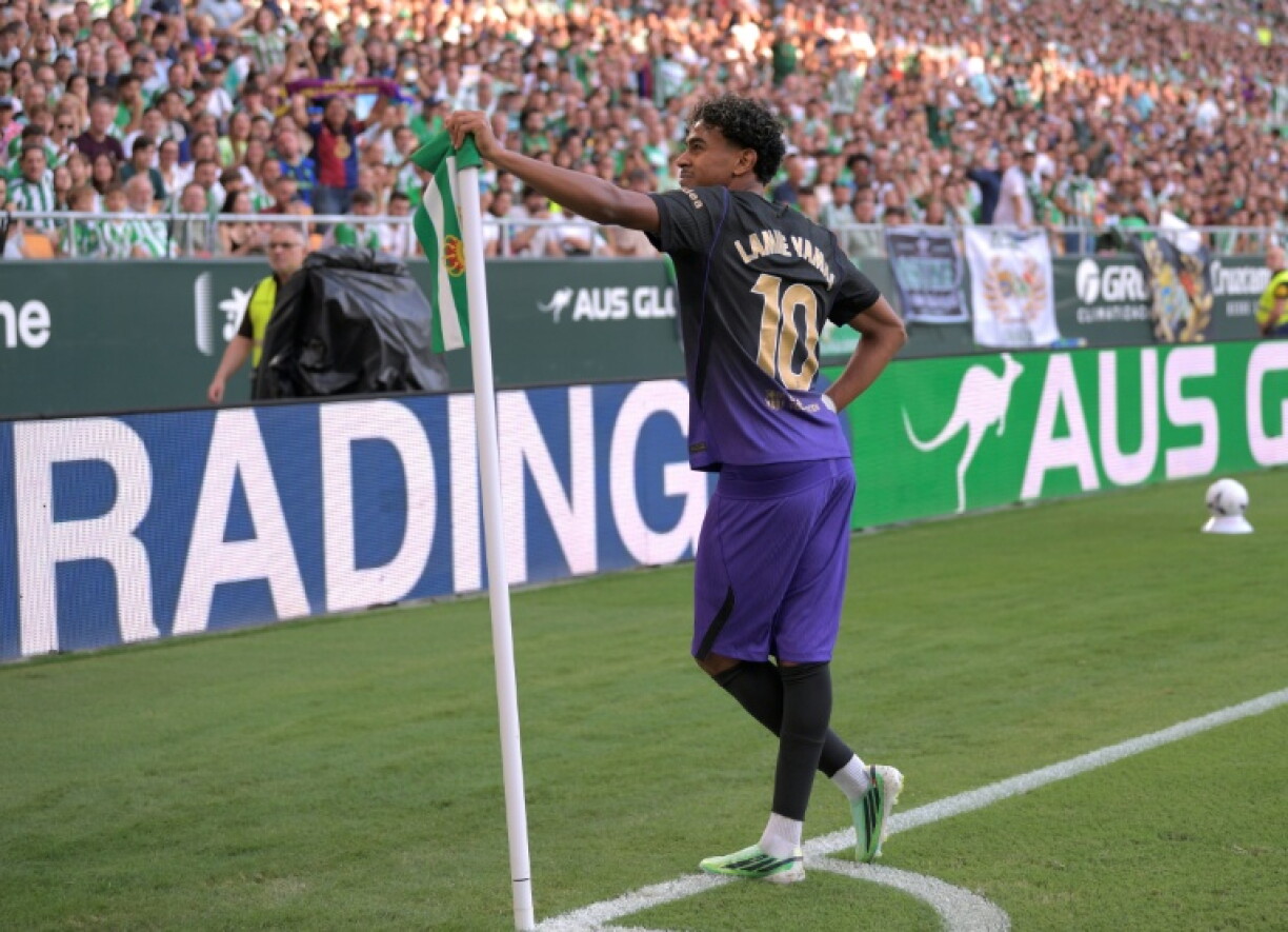 Barcelona winger Lamine Yamal scored a sensational goal as his team routed Real Betis in La Liga on Saturday
