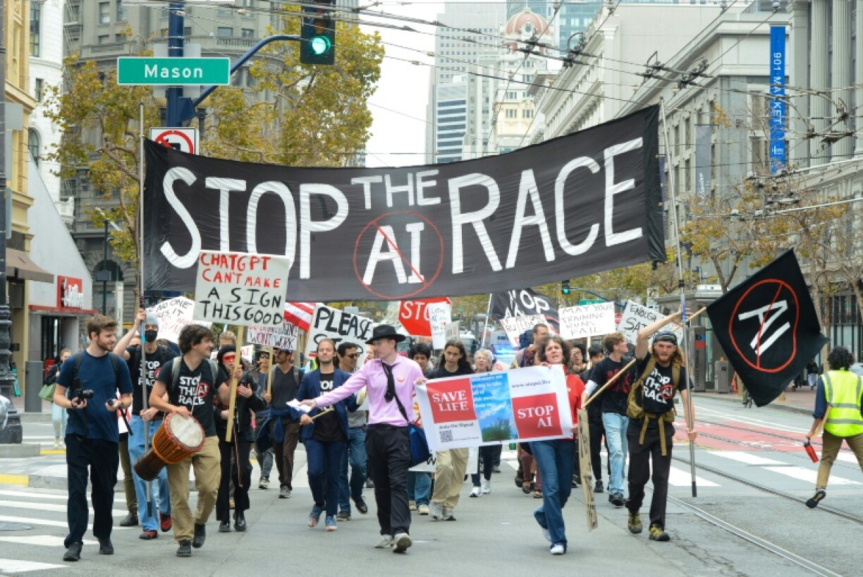 Protesters during a