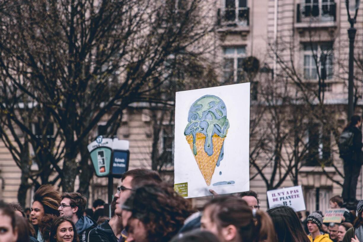 Climate protestors at a march in France in 2019.