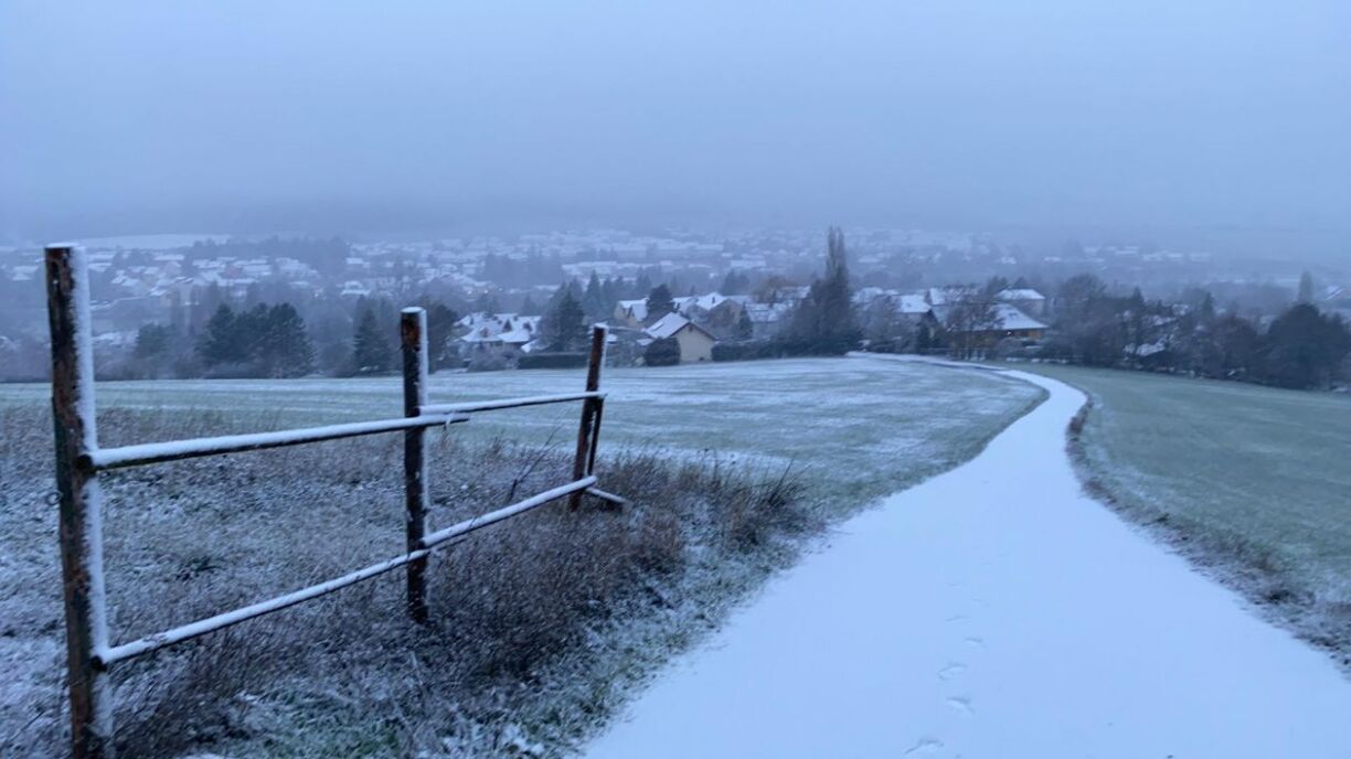 A photo taken in Roodt-sur-Syre during the first snowfall in December 2020