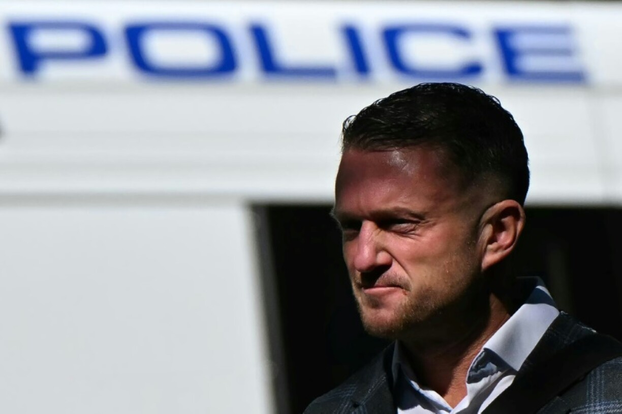 British far-right activist Tommy Robinson, whose real name is Stephen Yaxley-Lennon, arrives outside Southwark Crown court on July 3, 2025, charged with