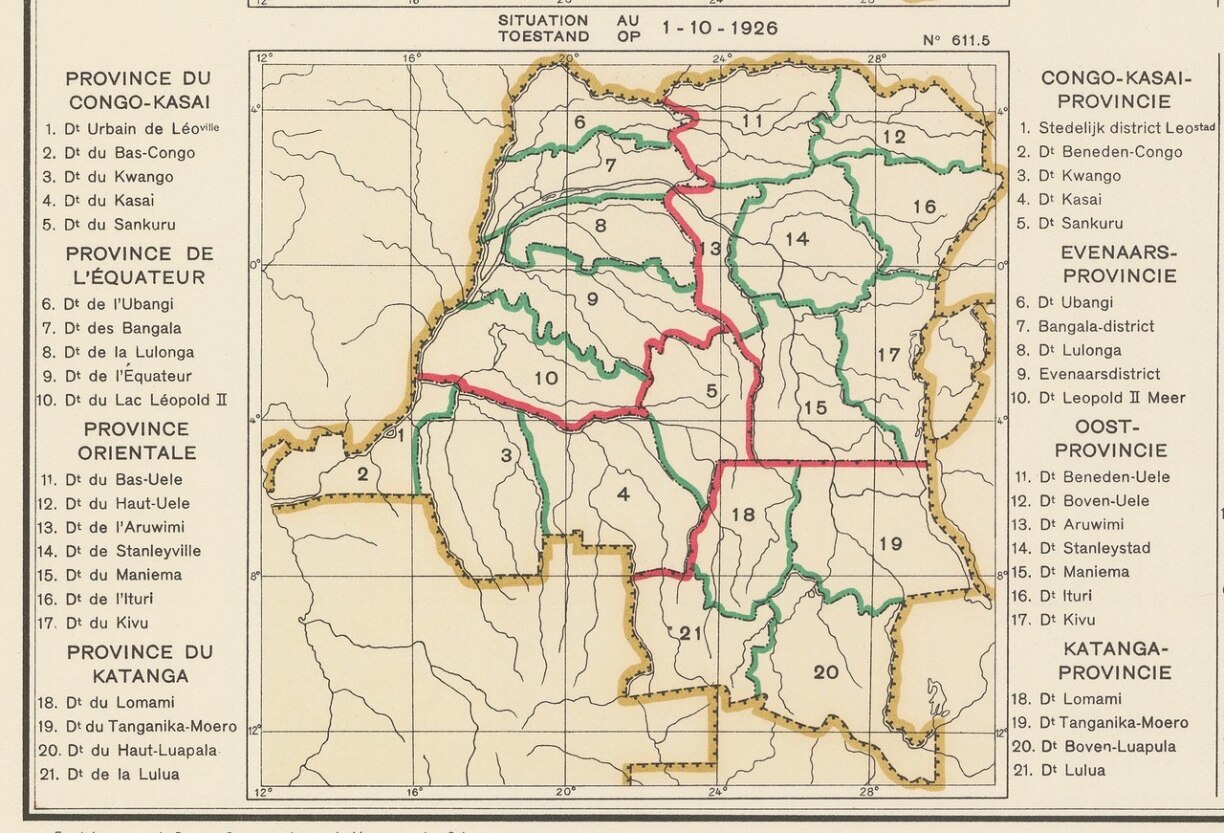 The Belgian provinces of the Congo in 1926. From 1923 onwards, Luxembourgers were able to join the colonial administration.