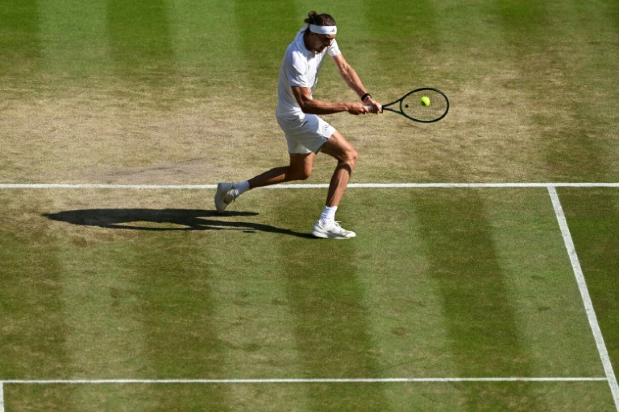 Le N.3 mondial Alexander Zverev contre l'Américain Taylor Fritz (7e) en quarts de finale de Wimbledon le 8 juillet 2026 à Londres