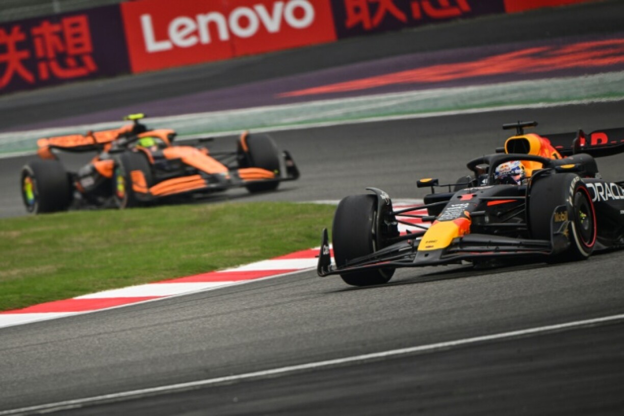 Max Verstappen leads Lando Norris during last year's Chinese Grand Prix