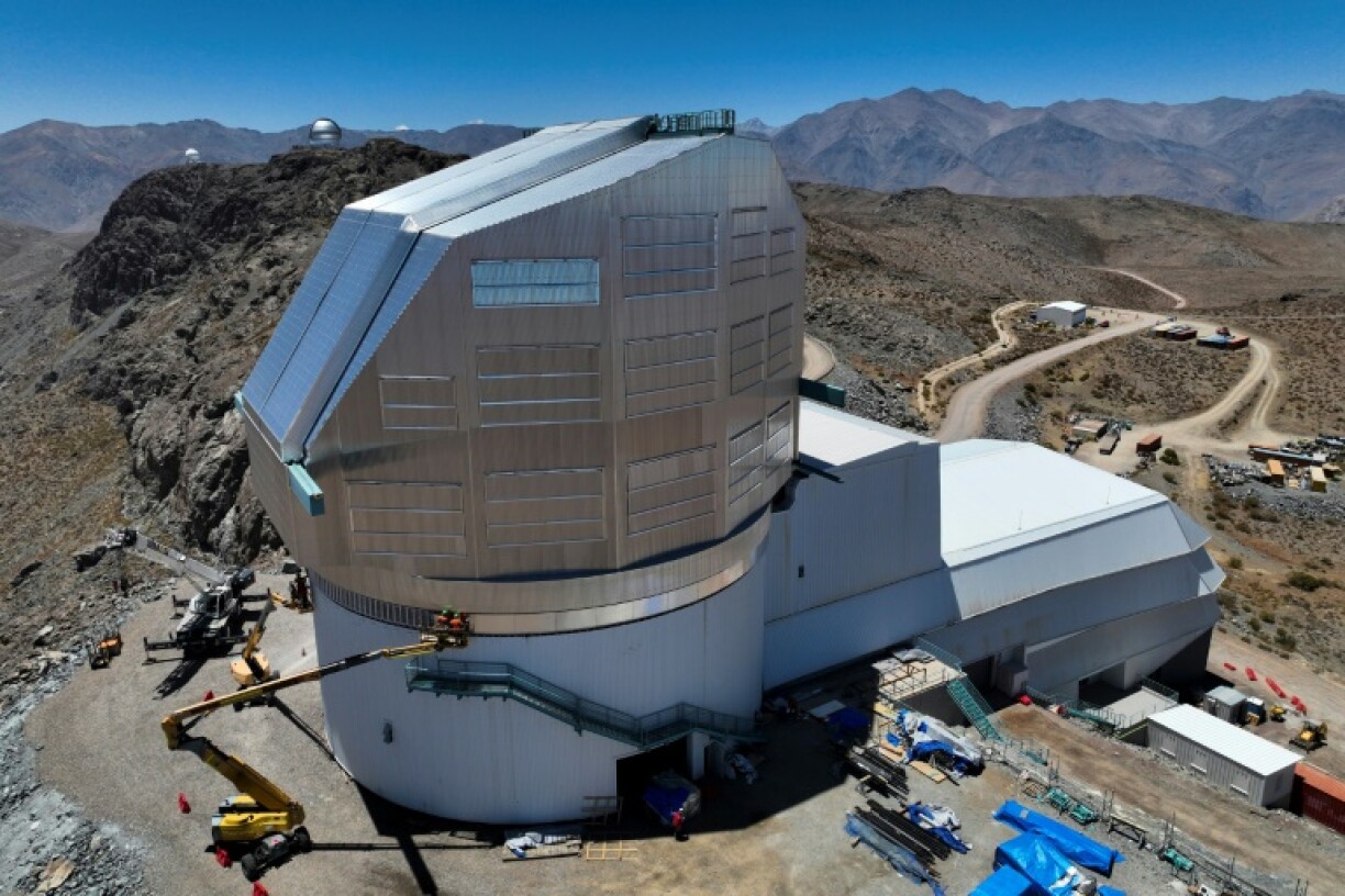 Aerial view of the Vera C. Rubin Observatory under construction in January 2024