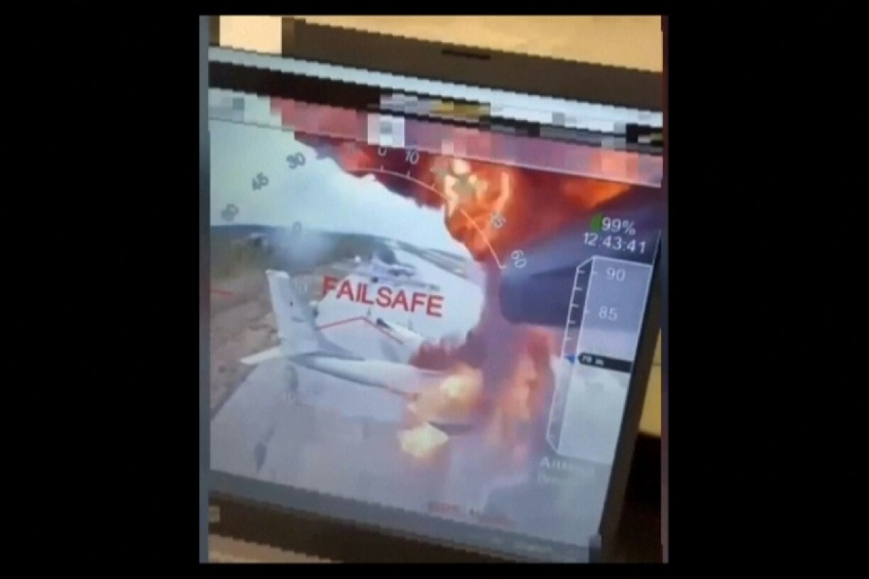 The Ukrainian secret service said this video showed aircraft on fire at the Belaya air base in eastern Siberia