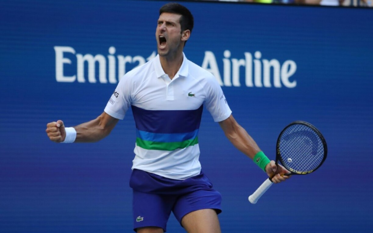 Novak Djokovic vainqueur du Japonais Kei Nishikori au 3e tour de l'US Open, le 4 septembre 2021 à Flushing Meadows