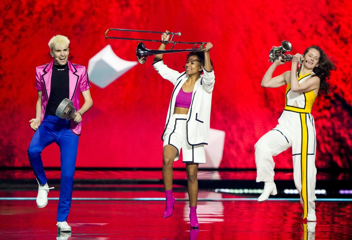 Jendrik from Germany performs with the song 'I Don't Feel Hate' during the dress rehearsal of the final of the Eurovision Song Contest in Rotterdam, on May 21, 2021.