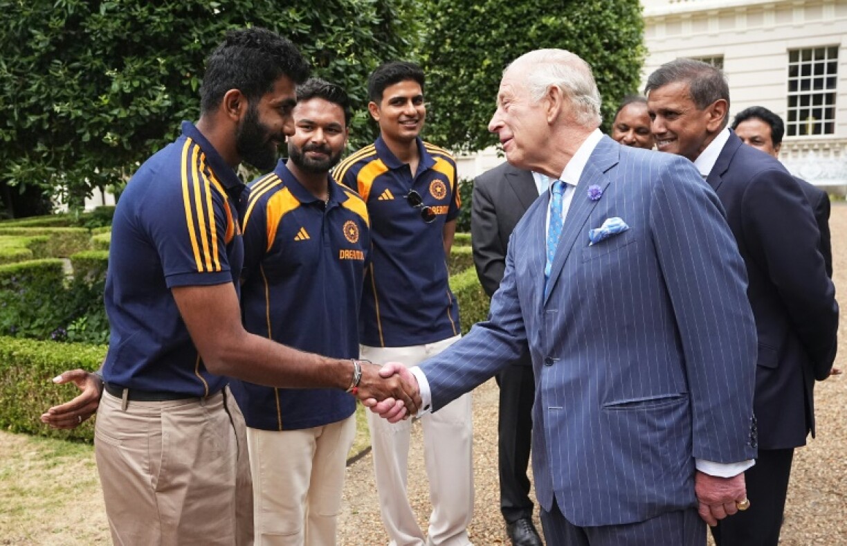 Britain's King Charles III meets members of the India men's Test cricket team