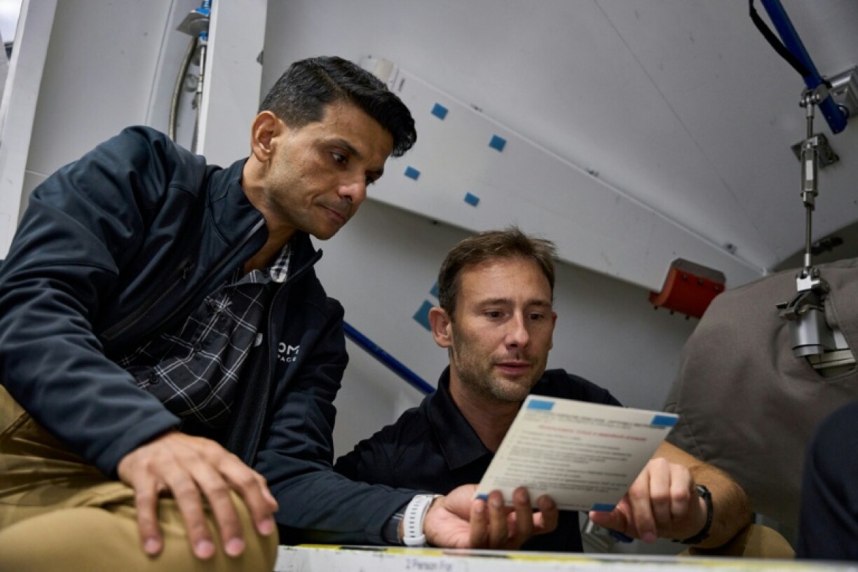 Shubhanshu Shukla (L) is joining a four-crew mission launching from the United States with private company Axiom Space, aboard a SpaceX Crew Dragon capsule