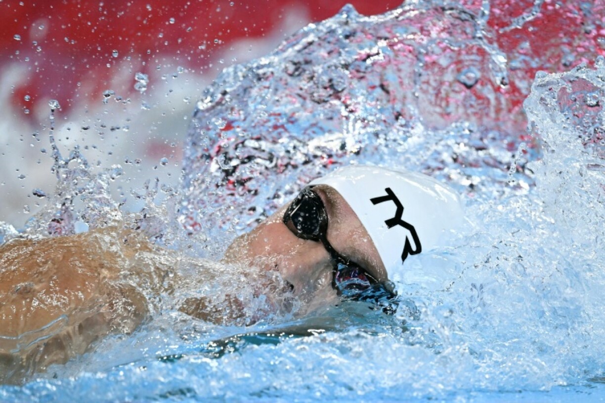 Bobby Finke competes in a heat of the men's 1500m freestyle