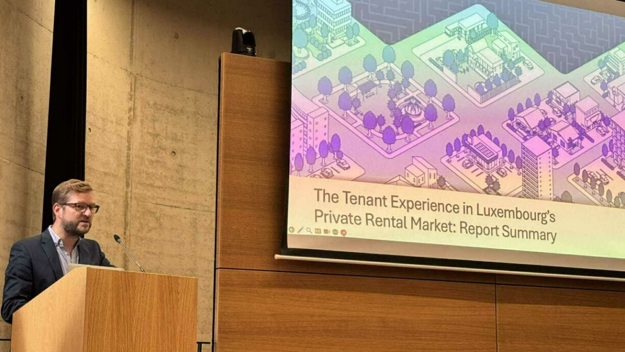 Jean-Michel Campanella président du Mieterschutz photographié lors de la conférence organisée à l'Université du Luxembourg