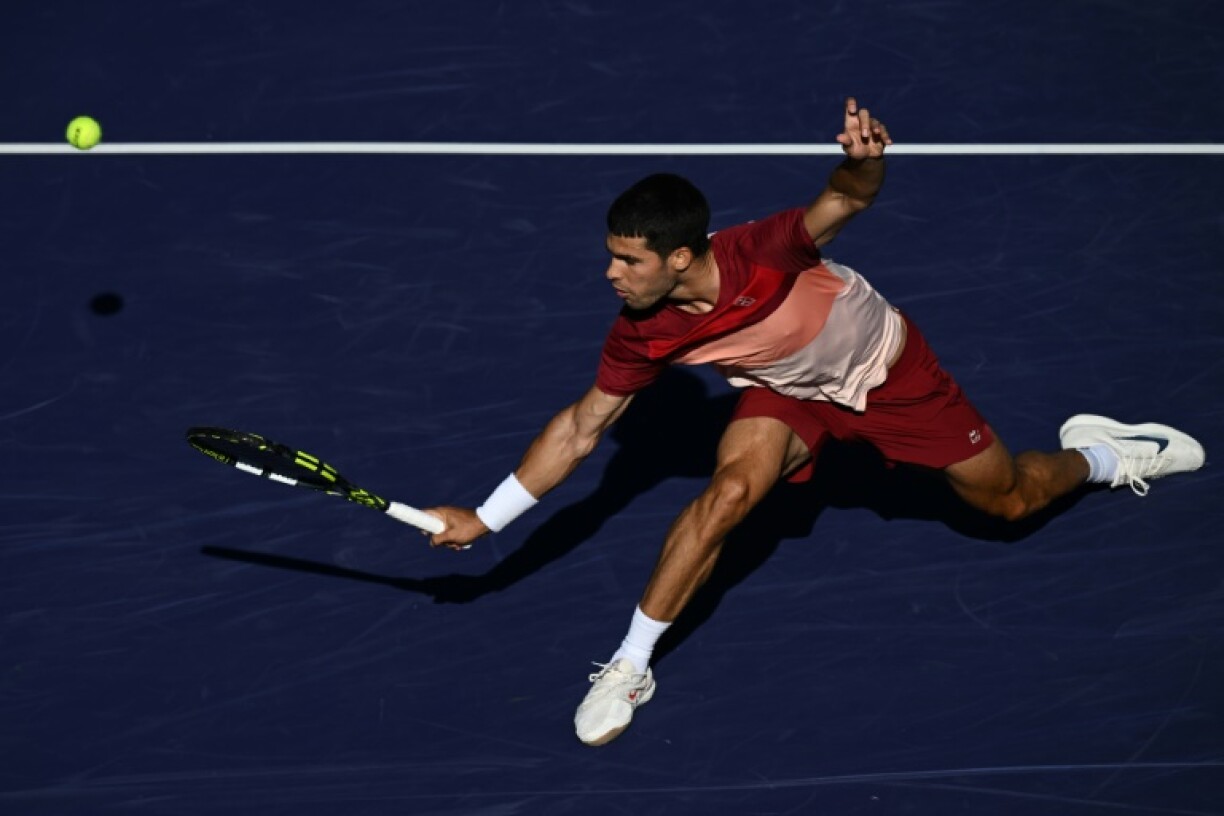 Spain's Carlos Alcaraz stretches for a shot in his semi-final loss to Britain's Jack Draper at Indian Wells