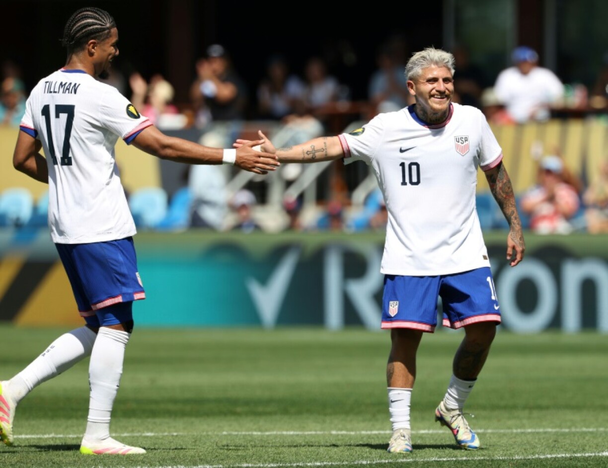 Diego Luna #10 and Malik Tillman #17 were influential in the USA's 5-0 win over Trinidad and Tobago in the CONCACAF Gold Cup on Sunday.