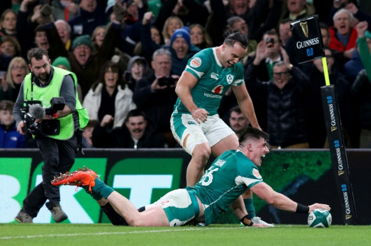 Try time: Ireland's Dan Sheehan scores during a 27-22 Six Nations win over England in Dublin