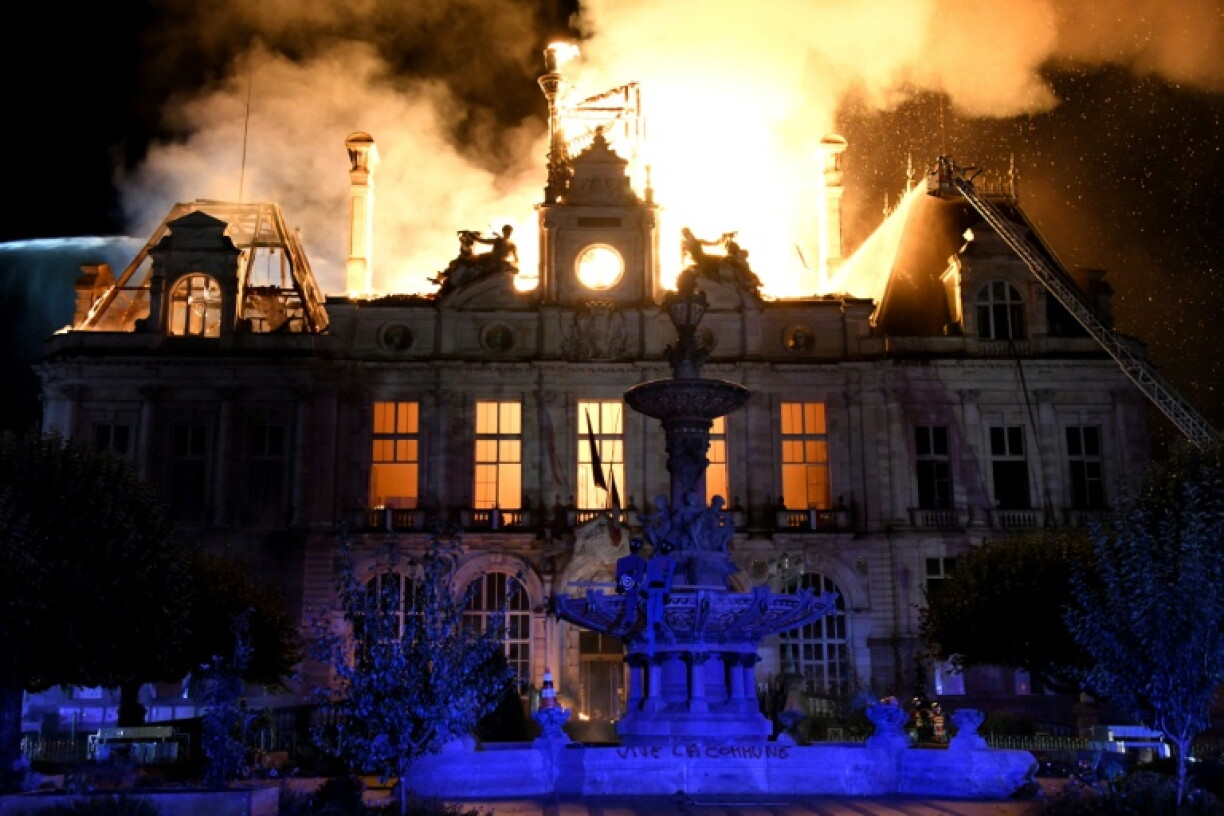 Security forces arrested a man over the burning down of a historic town hall in the central city of Limoges