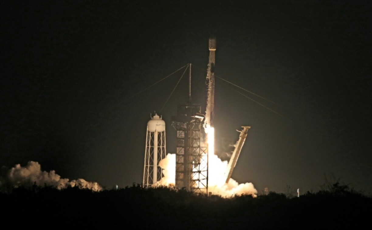 A SpaceX rocket carrying the Intuitive Machines' Athena lander lifts off from NASA's Kennedy Space Center in Florida on February 26, 2025