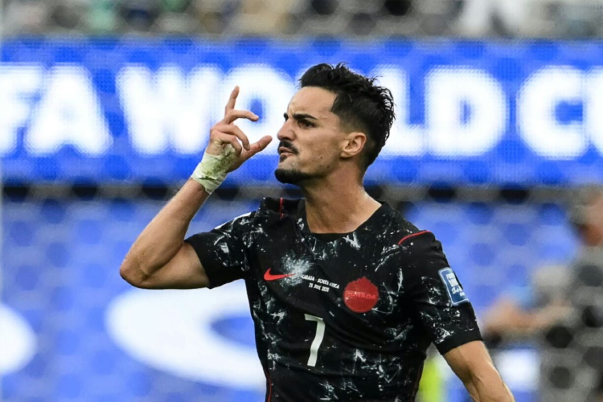 Le Canadien Stephen Eustaquio auteur du but de la qualification pour les 8e de finale du Mondial contre l'Afrique du Sud, le 28 juin 2026 à Los Angeles