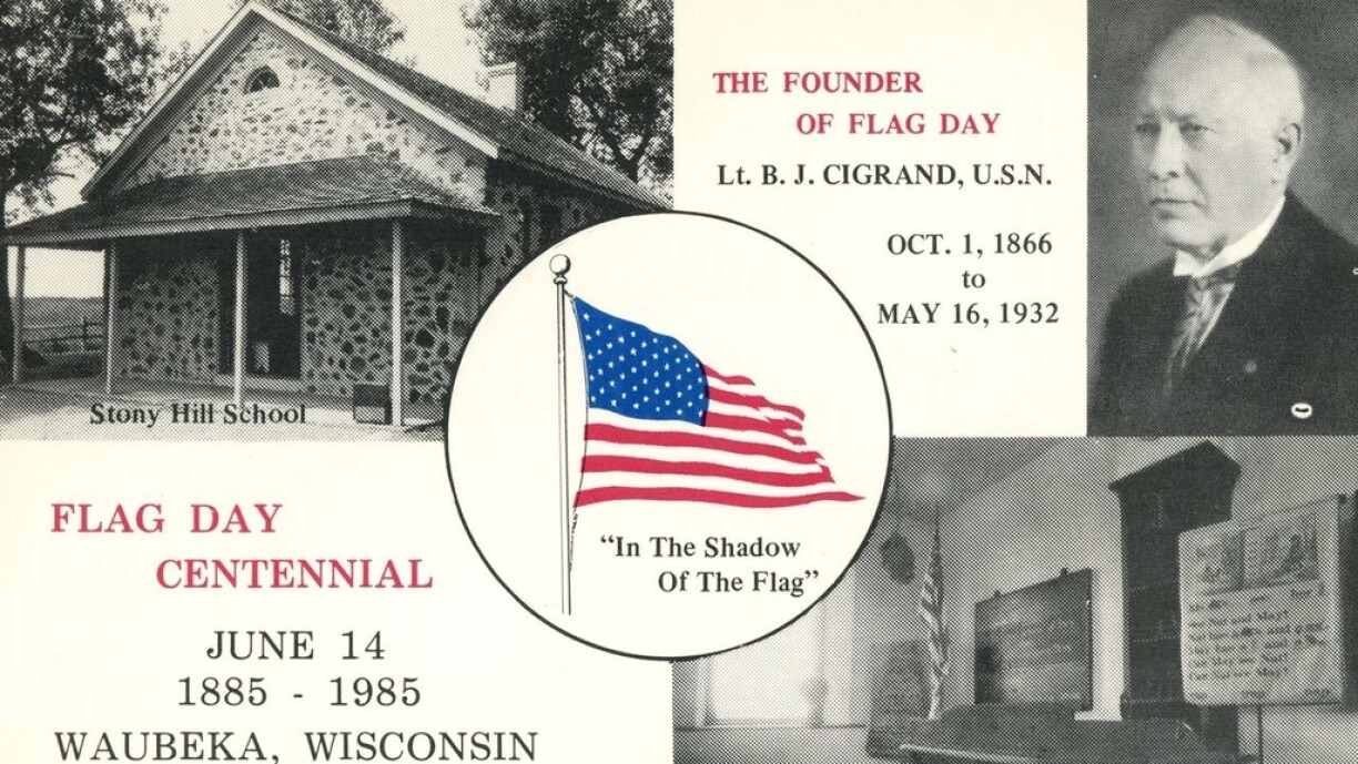 Postcard commemorating the 100th Anniversary the first US Flag Day - Waubeka, Wisconsin - 1985