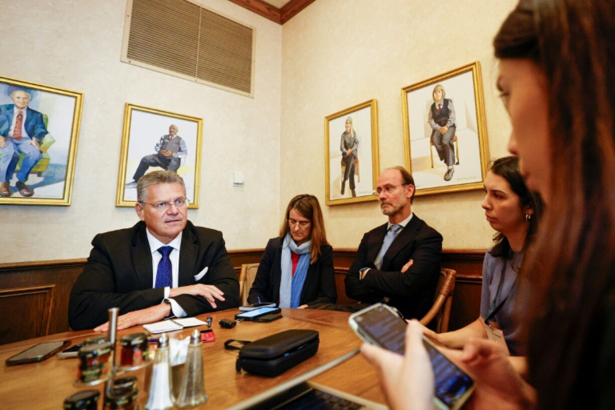 EU trade chief Maros Sefcovic (L) told reporters Thursday that any move by the US to ban diesel exports would be "unexpected for Europeans"