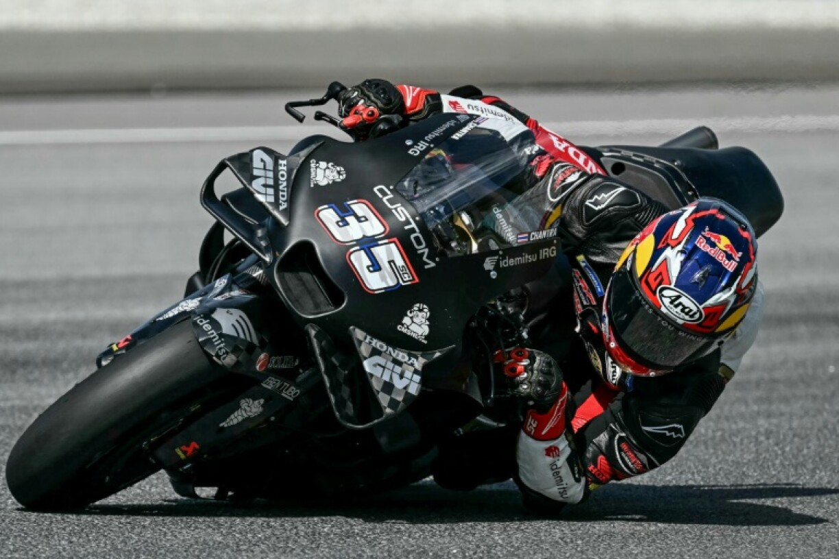 LCR Honda's Thai rider Somkiat Chantra rides during MotoGP pre-season testing at the Sepang International Circuit in Malaysia