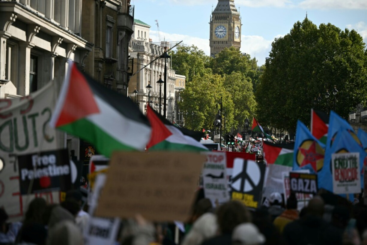 Marche de soutien aux Palestiniens organisée par le mouvement Palestine Solidarity, le 10 octobre 2026 à Londres