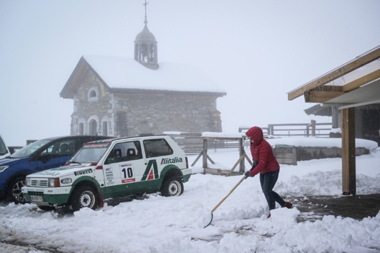 Snowfall in April is not unusual in the Alps but the quantity of snow has taken many residents by surprise