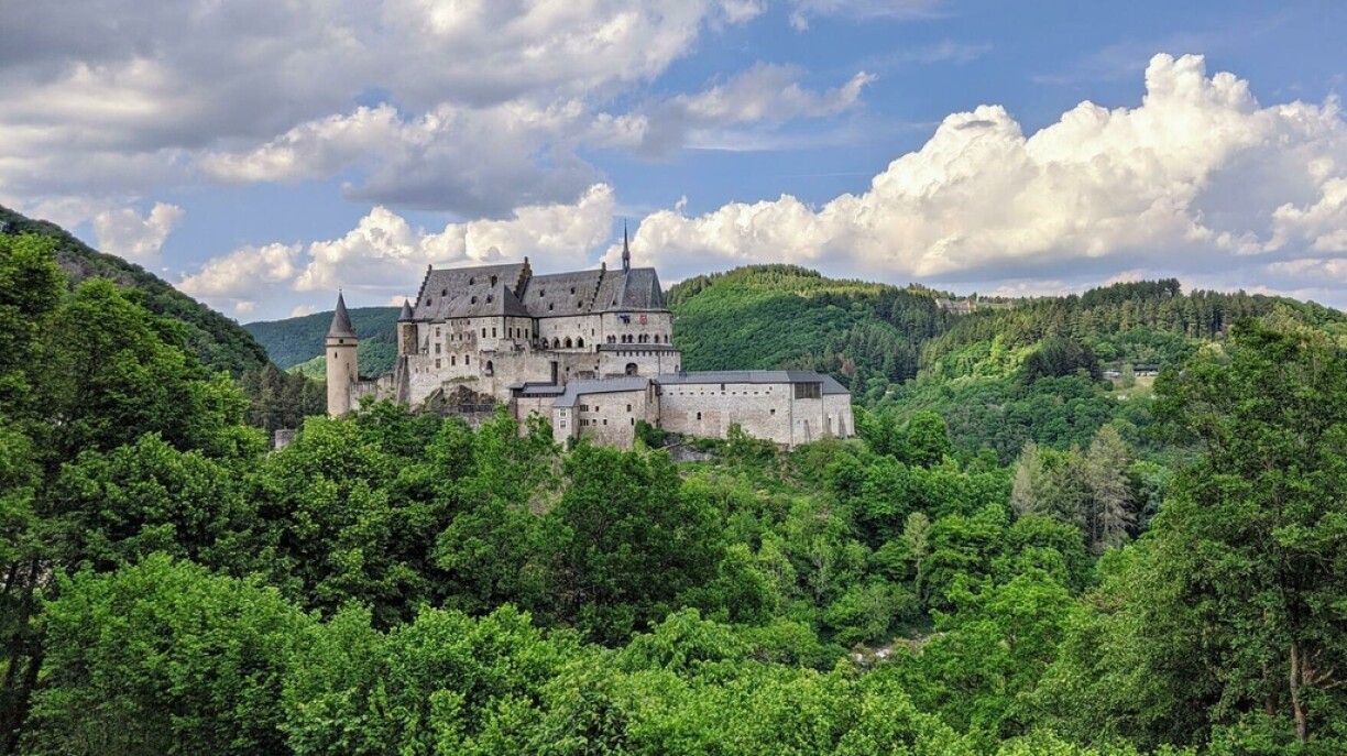 Vianden's Castle (Vianden, Luxembourg) view from afar.